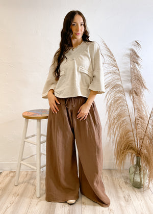 A Shot Of Espresso Wide Leg Gauze Pant | Brown