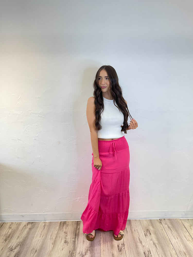 Cool For Summer Tiered Maxi Skirt | Fuchsia