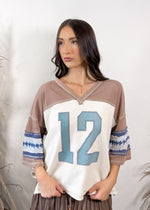 Vintage Varsity Waffle Knit T-Shirt | Oatmeal