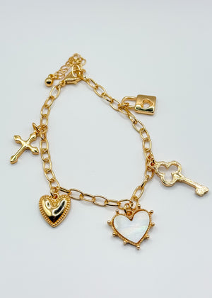 Key Locket Charm Bracelet