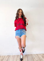 Livy Lu Arkansas Razorbacks Thrifted Tee | Red