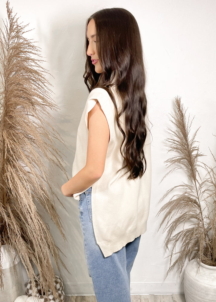 Harvest Honey Mock Neck Sweater Top| Oatmeal