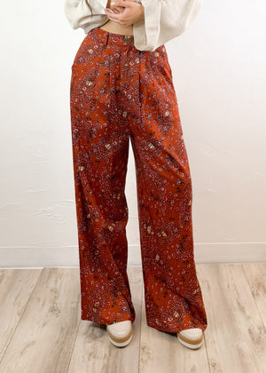 All The Vibes Flowy Floral Pants | Baked Clay