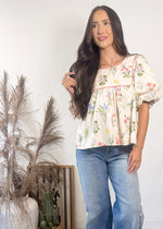 Frilly Florals Babydoll Top | Ivory