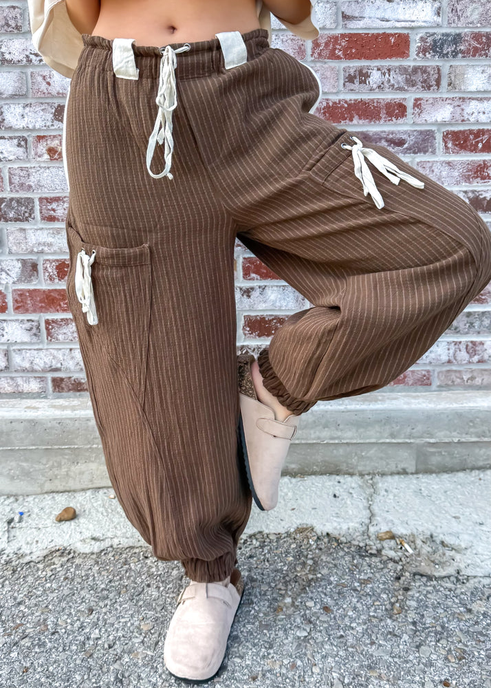 Cinnamon Roll Striped Jogger Pant | Brown