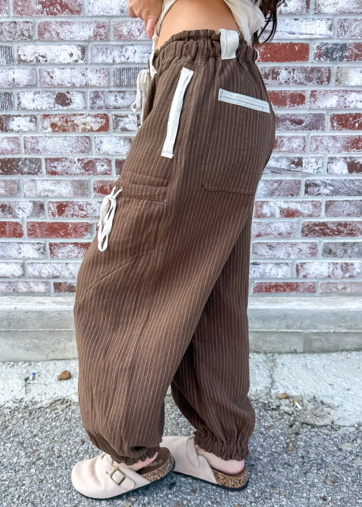 Cinnamon Roll Striped Jogger Pant | Brown