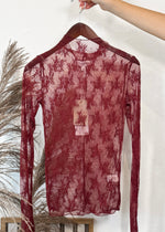 Lady Lux Lace Long Sleeve Top | Wine