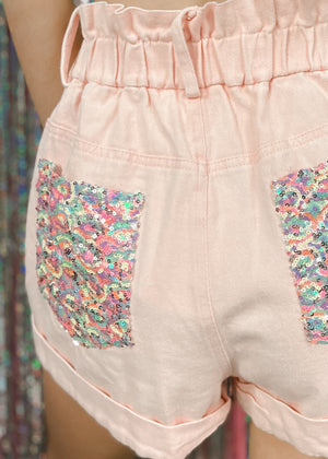 Stole The Show Sequin Shorts | Pink