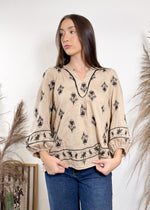 Spiced Latte Embroidered Top | Coffee