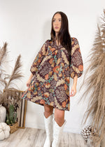 Autumn Bloom Mini Dress | Brown