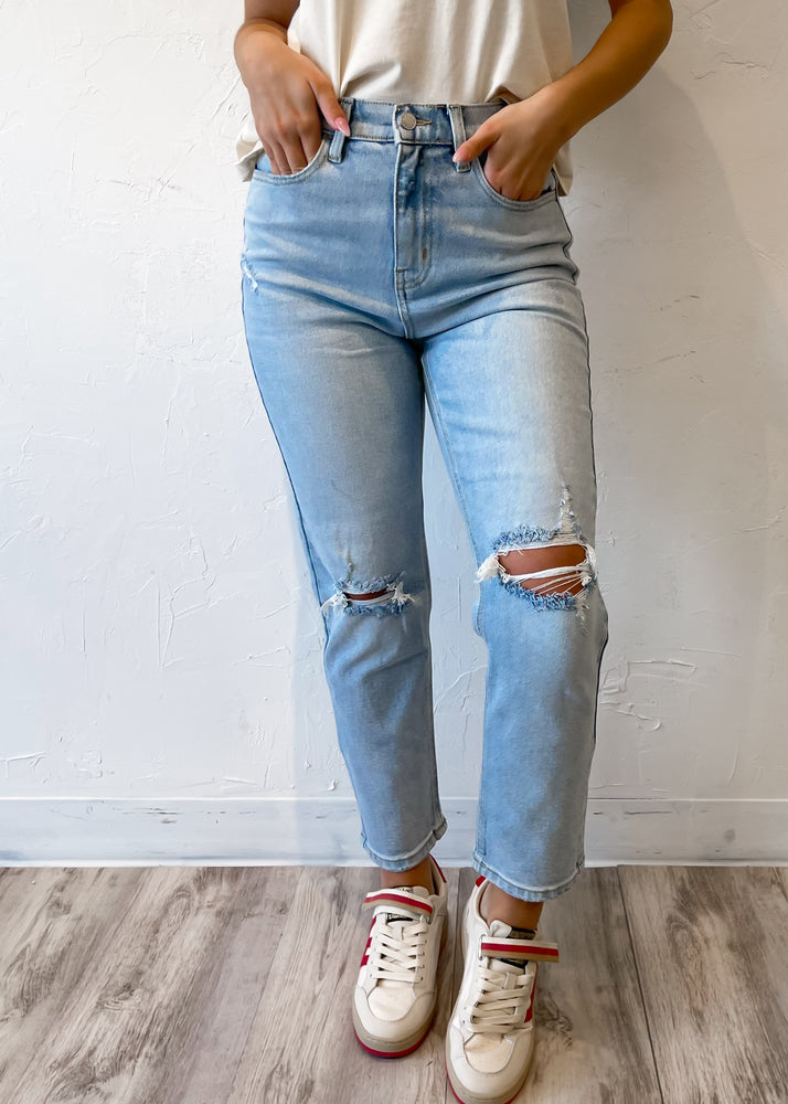 Cello High Rise Crop Straight Jean | Light