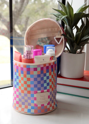 Jadelynn Brooke All The Things Barrel Toiletry Bag | Multi Checkered