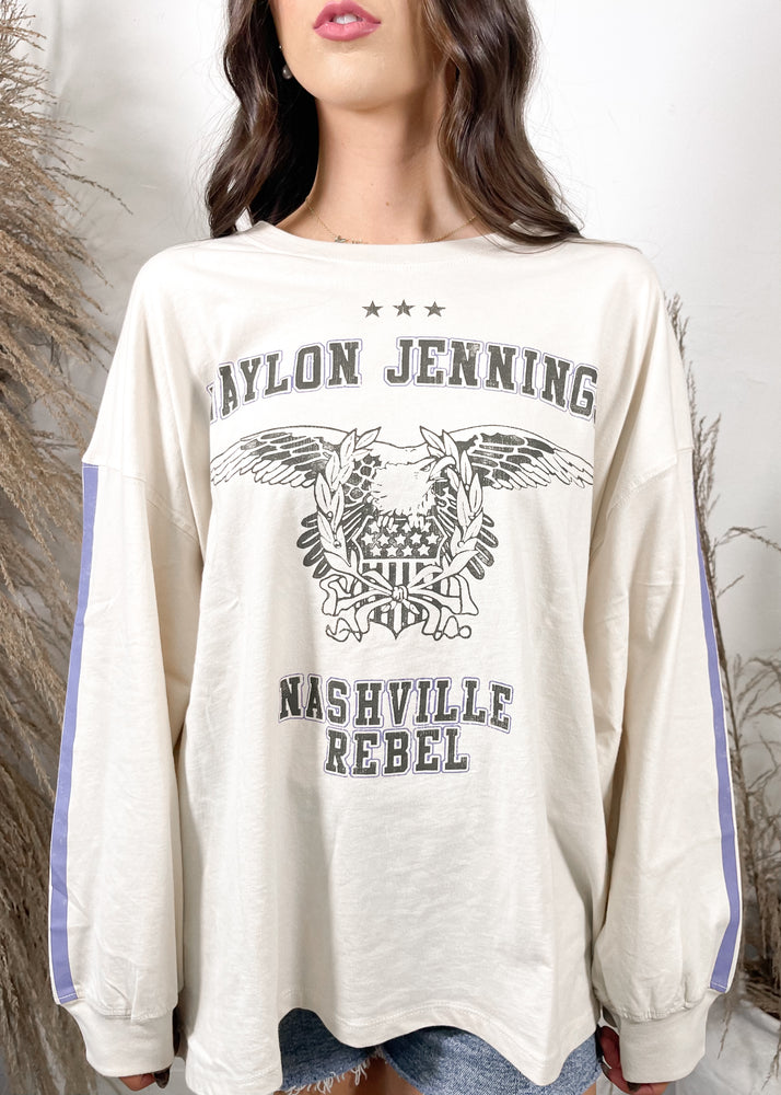 Daydreamer Waylon Jennings Nashville Rebel OS Long Sleeve | Dirty White