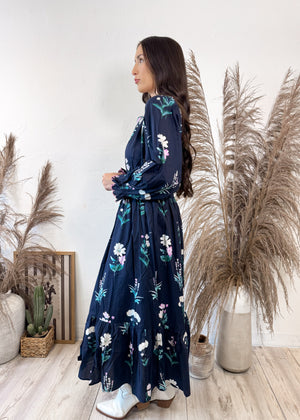 Falling Foliage Midi Dress | Midnight