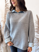 Vintage Havana Collared Cutie Sweater | Heather Grey