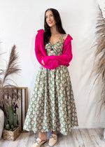 Strawberry Matcha Green Floral Dress