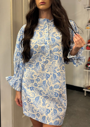Sincerely Ours Blue Leopard Park Mini Dress