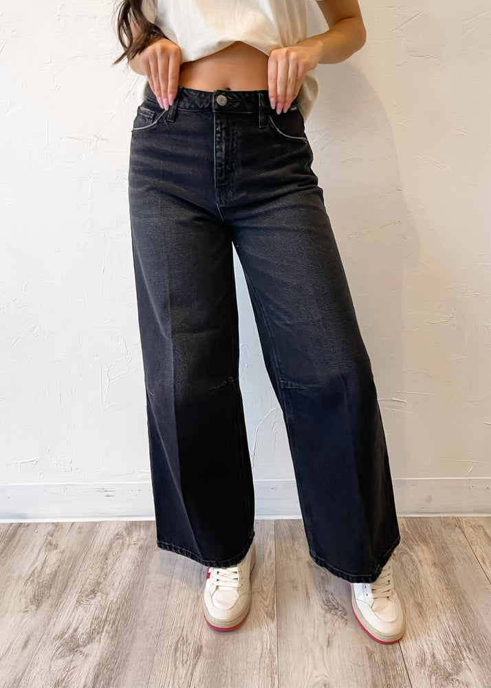Cello High Rise Crop Wide Leg Jean | Black