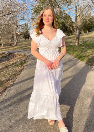 Blossoming Love Maxi Dress | White