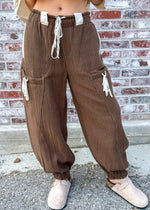 Cinnamon Roll Striped Jogger Pant | Brown