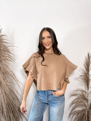 Applewood Waffle Knit Crop Top | Chocolate