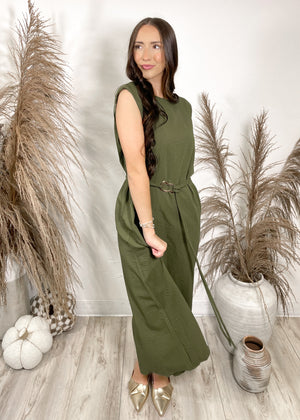 Olive Affair Dress with Belt | Olive