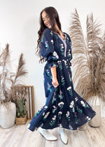 Falling Foliage Midi Dress | Midnight