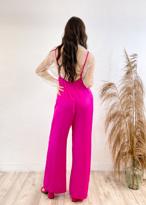 Looking For You Spaghetti Strap Jumpsuit | Hot Pink