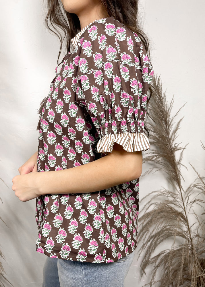 Orchard Bloom Floral Top | Brown