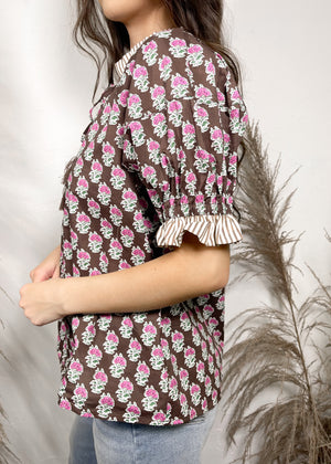 Orchard Bloom Floral Top | Brown
