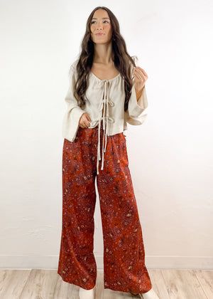 All The Vibes Flowy Floral Pants | Baked Clay