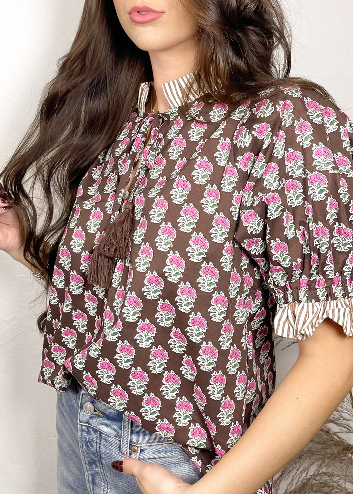 Orchard Bloom Floral Top | Brown