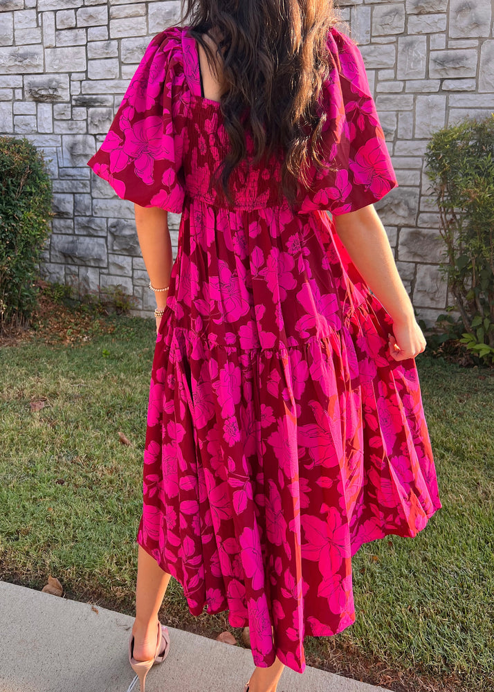Sweet Thang Floral Puff Sleeve Dress | Brick