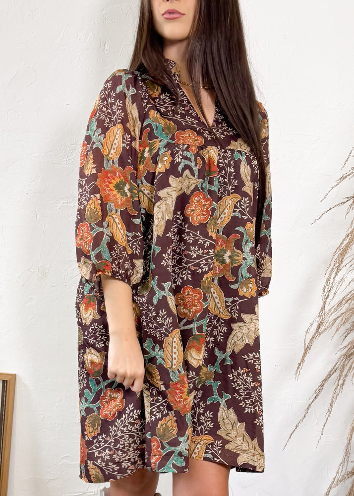 Autumn Bloom Mini Dress | Brown