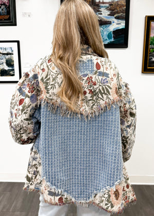 Fall Aroma Woven Floral Jacket | Denim