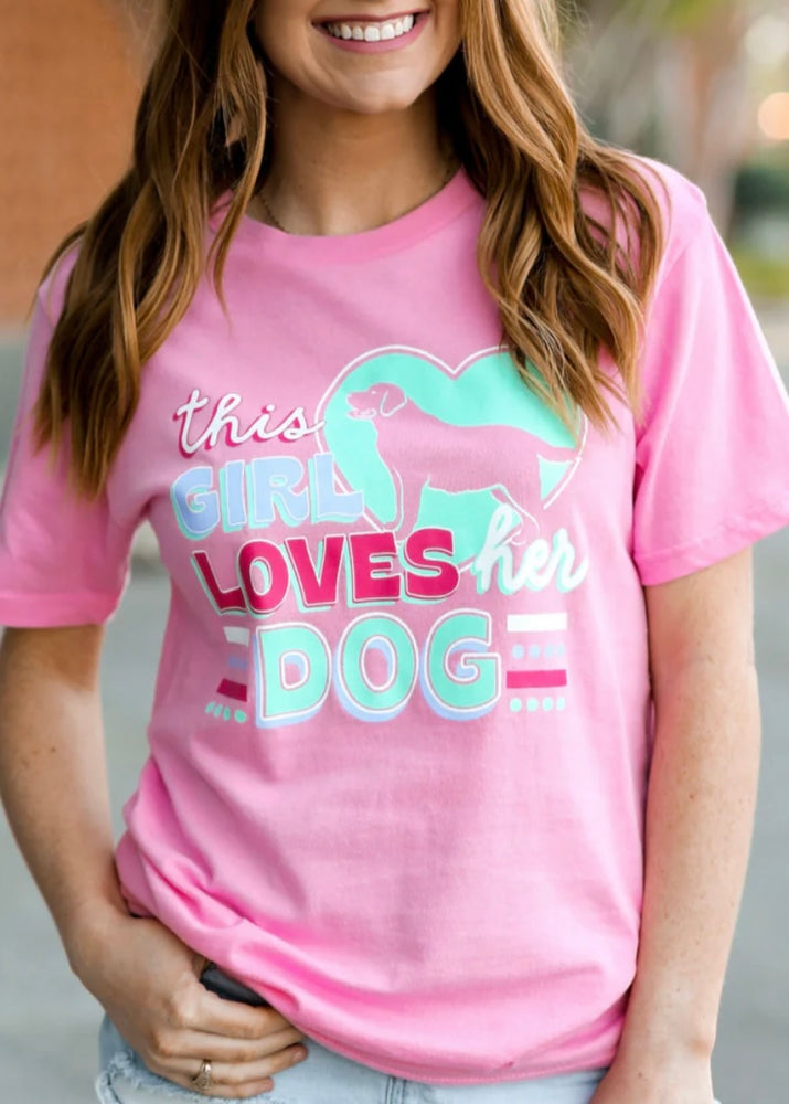 
            
                Load image into Gallery viewer, Jadelynn Brooke This Girl Loves Her Dog Tee | Pink
            
        