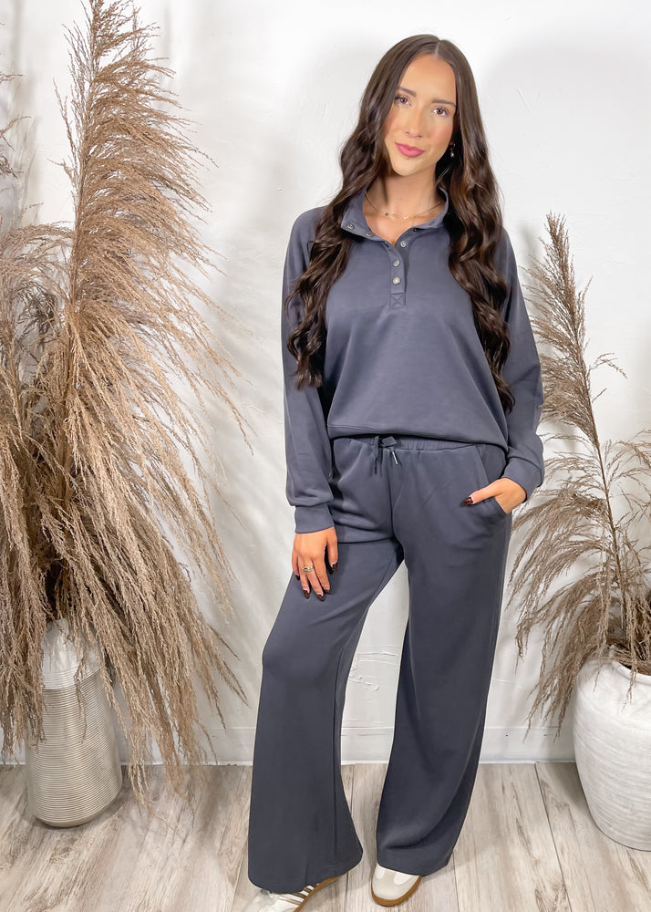 Vintage Havana Luxe Cloud Henley Pullover | Graphite