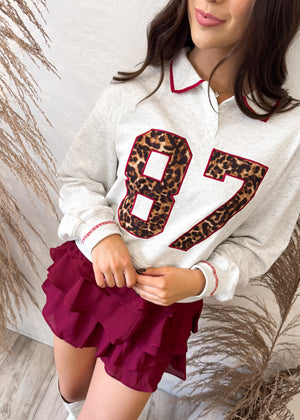 Wildly Cozy 87 Cropped Varsity Sweatshirt | Gray