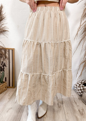Pumpkin Patch Gingham Midi Skirt | Mocha