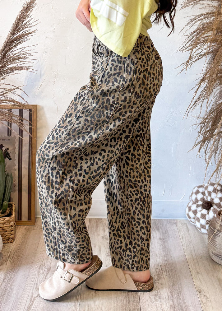 Thrill Seeker Leopard Barrel Jean