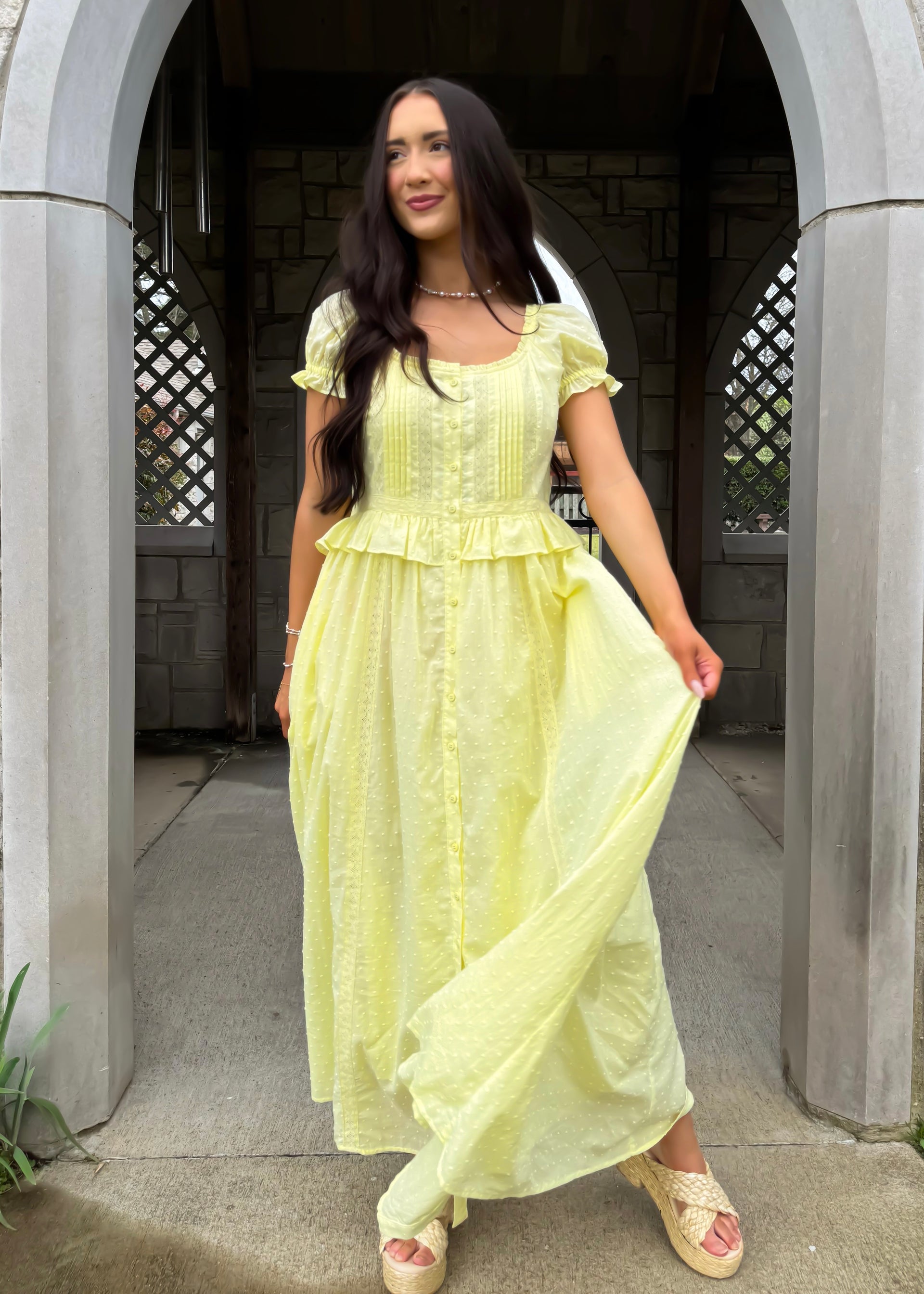 On The Sunny Side Swiss Dot Maxi Dress