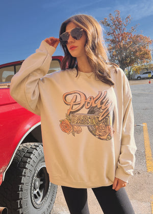 Livy Lu  Dolly Parton Rose Record Sweatshirt | Sand