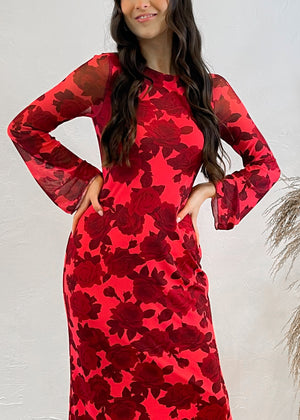 Provence Bloom Floral Maxi Dress | Red