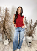 Cranberry Smocked Ruffle Tank | Burgundy