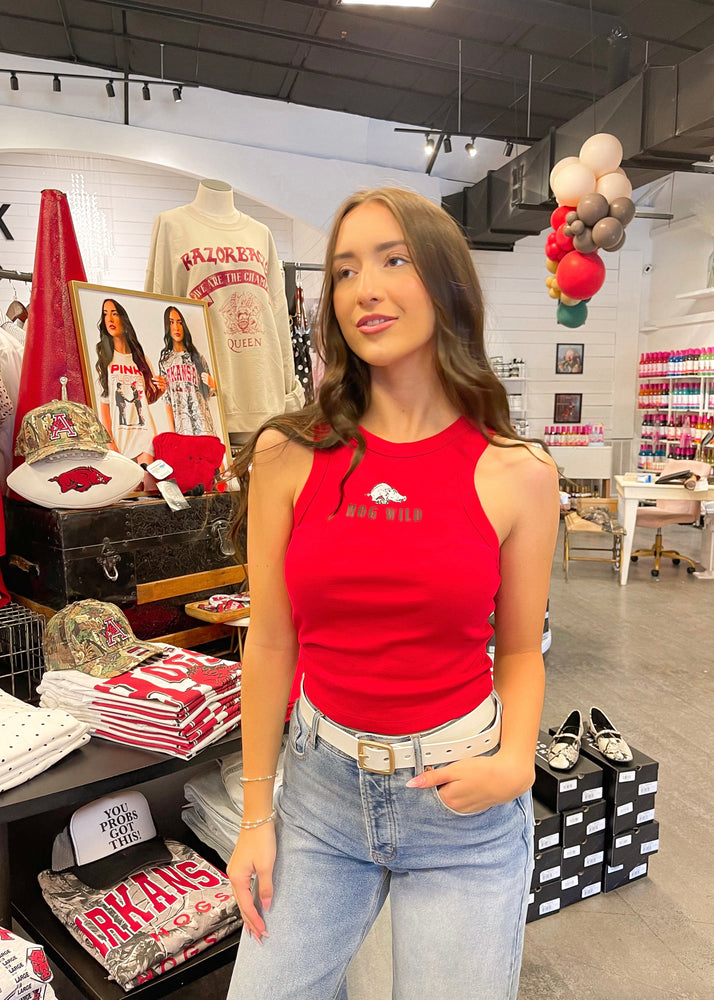 Hog Wild Cropped Tank | Red