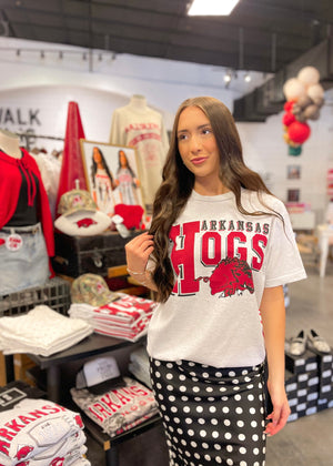 Arkansas Hogs Tee | Ash Grey