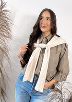 Fifth Ave Striped Shirt with Knit Sleeve | Ash Olive