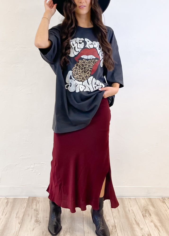 Livy Lu Leopard Rolling Stones Graphic Tee | Smoke