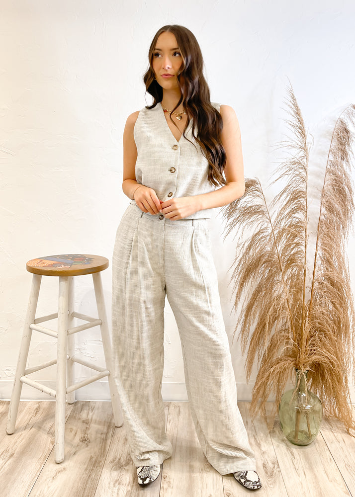 ILLA ILLA Pin Striped Vest & Pant Set | Natural