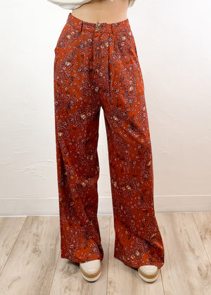 All The Vibes Flowy Floral Pants | Baked Clay